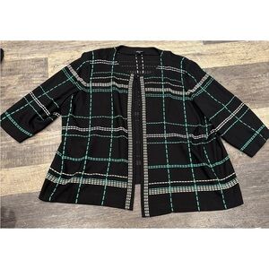 Vintage Misook Cardigan Acrylic Knit Top Clasp Plaid Womens Plus Size 3X